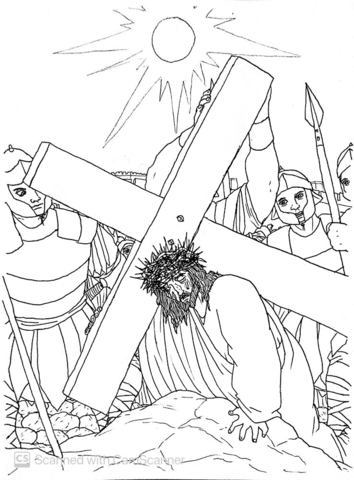 Jesus Third Fall They Have Now Reached Golgotha Coloring Page